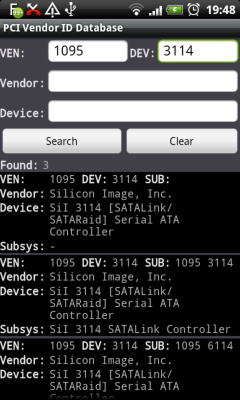 PCI Vendor ID DB Screenshot 1